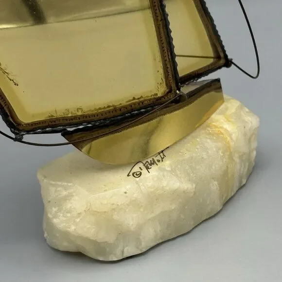 Vtg Brass DeMott Sailboat Maritime Nautical Regatta Sculpture Quartz Base 9.25